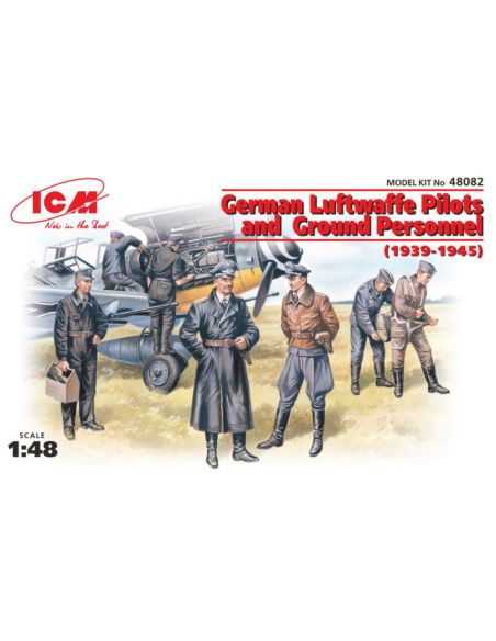 ICM ICM48082 GERMAN LUFTWAFFE PILOTS AND GROUND PERSONNEL 1939-1945 KIT 1:48 Modellino