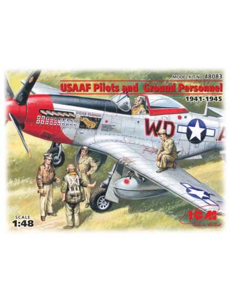 ICM ICM48083 USAAF PILOTS 1941-45 5 FIGURES 3 PILOTS 2 MECHANICS KIT 1:48 Modellino