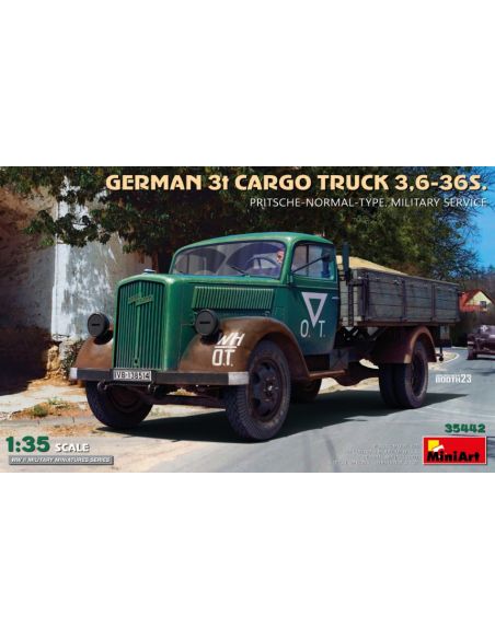 MINIART MIN35442 GERMAN 3t CARGO TRUCK 3.6-36S PRITSCHE-NORMAL-TYPE KIT 1:35 Modellino