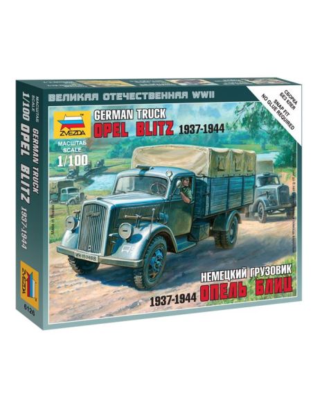 ZVEZDA Z6126 OPEL BLITZ 3T GERMAN CARGO TRUCK 1937-1944 KIT 1:100 Modellino