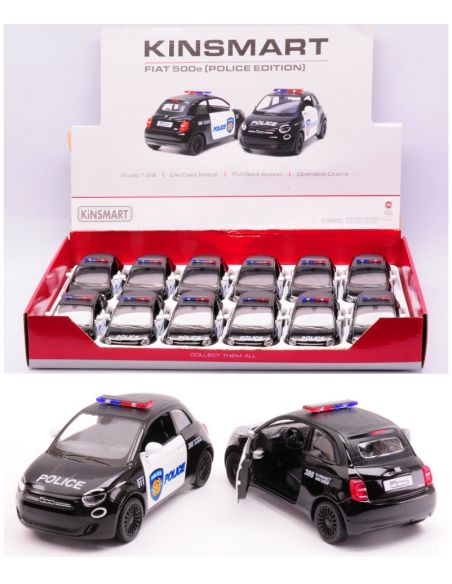 KINSMART KT18055 FIAT 500e POLICE EDITION 1:28 cm 12 Modellino