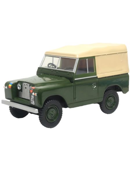 OXFORD OXF43LR2S006 LAND ROVER SERIES II SWB CANVAS REME GREEN W/SOFT TOP CREAM 1:43 Modellino