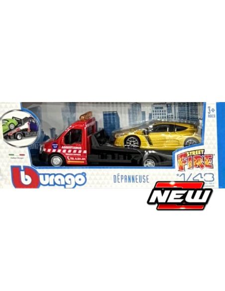 BBURAGO BU31400-01 RENAULT MEGANE RS + FLATBED TRANSPORTER 1:43 Modellino