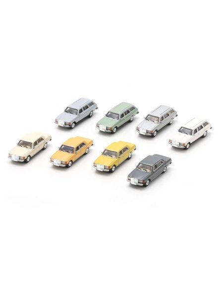 SCHUCO SH452675500 SET MERCEDES W 123 4 SEDAN+4 STATION W. DIE CAST 1:87 Modellino