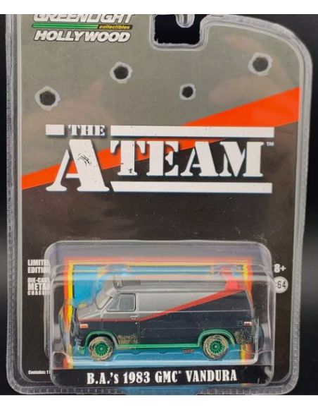 GREENLIGHT GREEN44865F-GM GMC VANDURA 1983 THE A TEAM GREEN WHEEL/DIRTY BLISTER 1:64 Modellino