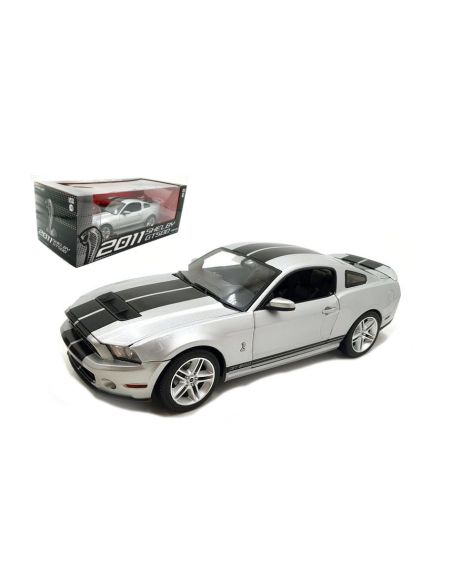 GREENLIGHT GREEN13673 SHELBY GT500 2011 INGOT SILVER WITH BLACK STRIPES 1:18 Modellino