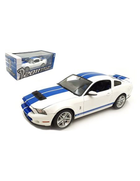 GREENLIGHT GREEN13674 SHELBY GT500 2011 PERFORMANCE WHITE WITH GRABBER BLUE STRIPES 1:18 Modellino