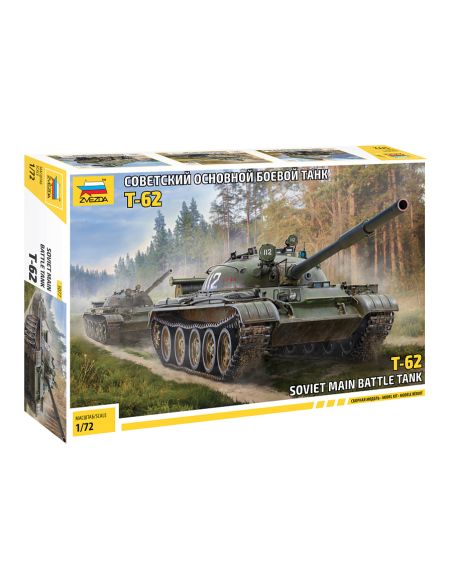 ZVEZDA Z5077 T-62 SOVIET MAIN BATTLE TANK KIT 1:72 Modellino