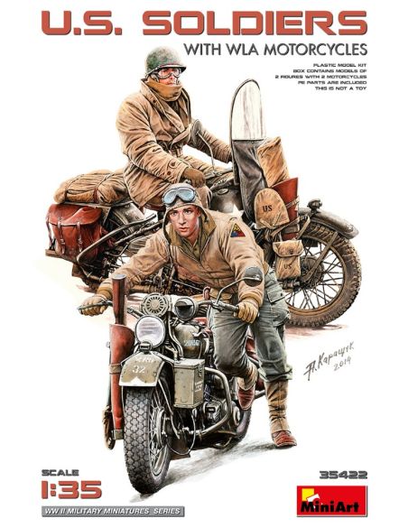 MINIART MIN35422 U.S.SOLDIERS W/WLA MOTORCYCLES KIT 1:35 Modellino