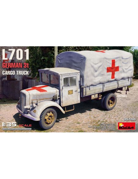 MINIART MIN35450 L701 GERMAN 3t CARGO TRUCK RED CROSS KIT 1:35 Modellino