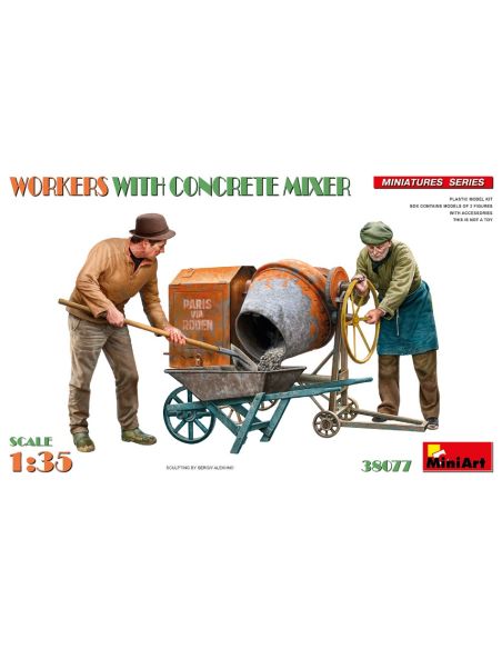 MINIART MIN38077 WORKERS WITH CONCRETE MIXER KIT 1:35 Modellino