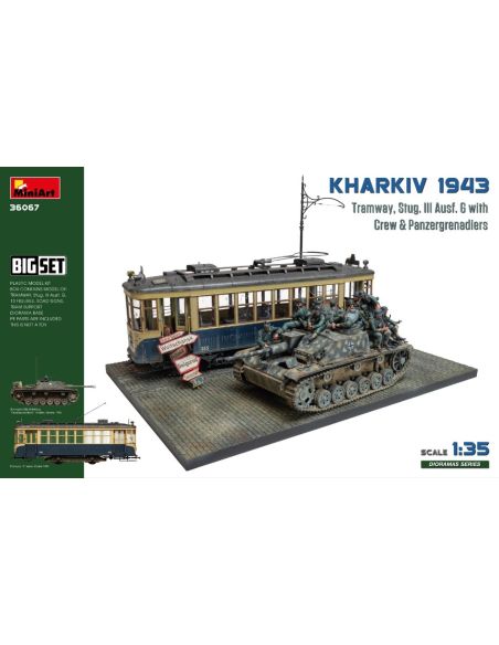 MINIART MIN36067 KHARKIV 1943 TRAM & STUG.III Ausf.G W/CREW BIG SET KIT 1:35 Modellino