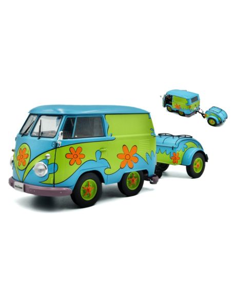 SOLIDO SL1810904 VOLKSWAGEN T1 VAN KOOL COMBI GHOSTHUNTERS WITH TRAILER 1950-2024 1:18 Modellino