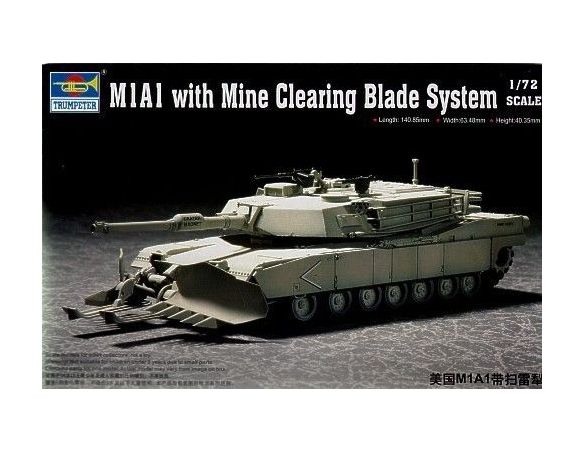 TRUMPETER 07277 M1A1 WITH MINE CLEARING BLADE SYSTEM Modellino