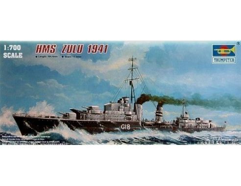 TRUMPETER 05758 TRIBAL-CLASS DESTROYER HMS ZULU (F18) 1941 Modellino