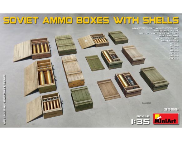 Miniart MIN35261 SOVIET AMMO BOXES W/SHELLS KIT 1:35 Modellino