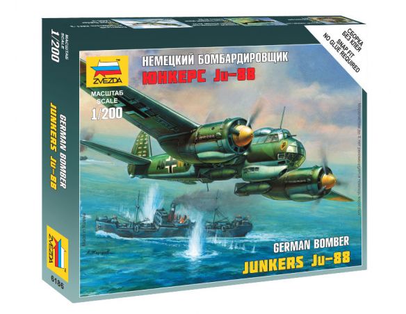 Zvezda Z6186 JUNKERS JU-88 GERMAN BOMBER KIT 1:200 Modellino