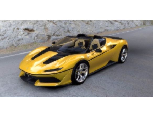 Looksmart LS18016E FERRARI J50 YELLOW W/SILVER WHEELS C/VETRINA 1:18 Modellino