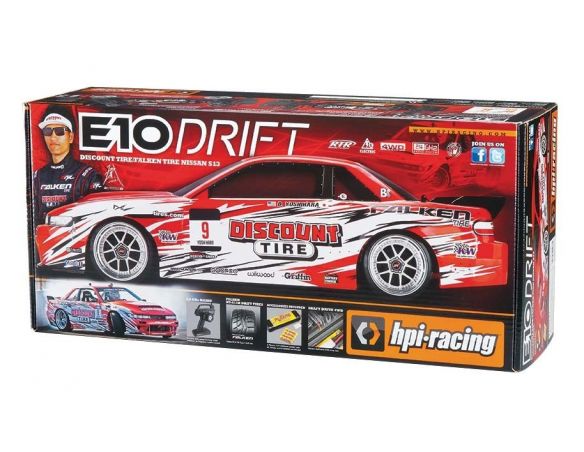 HPI Racing 110568 E10 DRIFT NISSAN S13 DISCOUNT TIRE RTR 1:10 Radiocomando SCATOLA ROVINATA