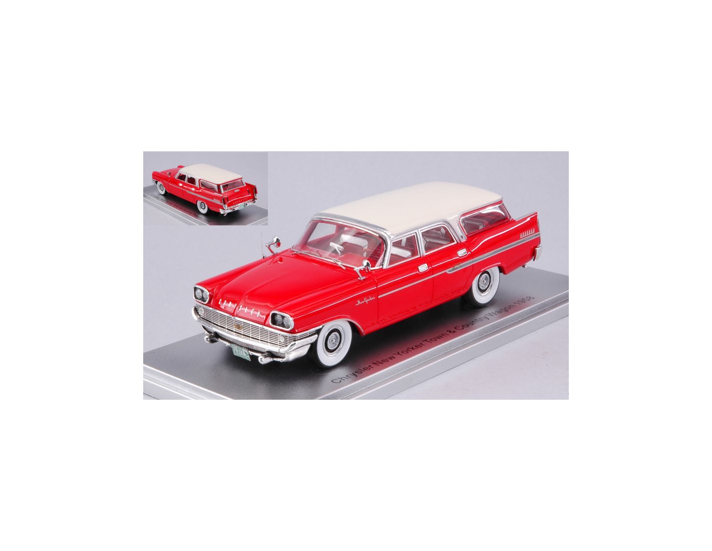 Kess Model KS43032041 CHRYSLER NEW YORKER TOWN & COUNTRY WAGON 1958  RED/WHITE 1:43 Modellino