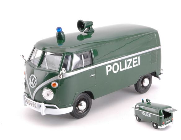 MOTORMAX MTM79574 VW TYPE 2 (T1) 1965 DELIVERY VAN POLIZEI GREEN 1:24 Modellino