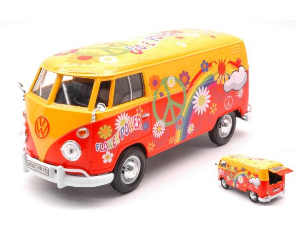 MOTORMAX MTM79563 VW TYPE 2 (T1) DELIVERY VAN FLOWER POWER 1:24 Modellino