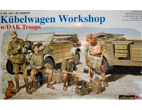 DRAGON D6338 KUBELWAGEN WORKSHOP W/DAK FIGURES KIT 1:35 Modellino