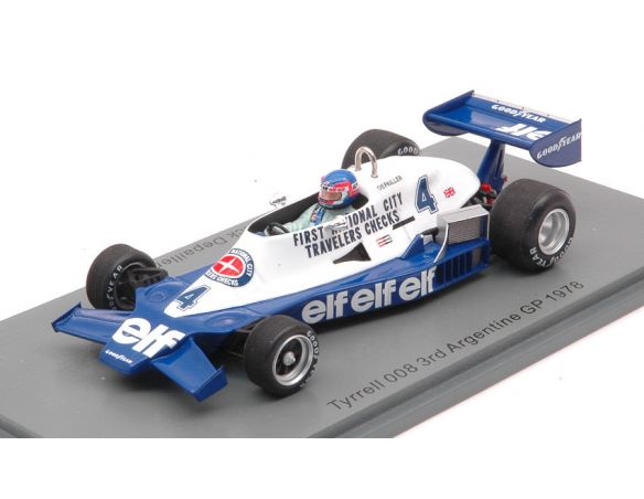 SPARK MODEL S7236 TYRRELL 008 PATRICK DEPAILLER 1978 N.4 3rd ARGENTINA GP  1:43 Modellino