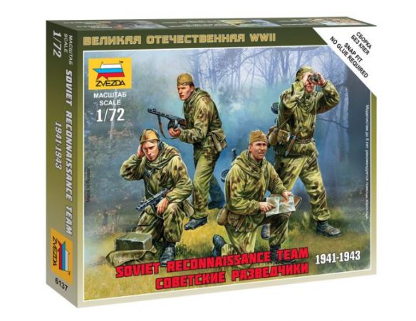 ZVEZDA Z6137 SOVIET RECONNAISSANCE TEAM 1941-43 KIT 1:72 Modellino