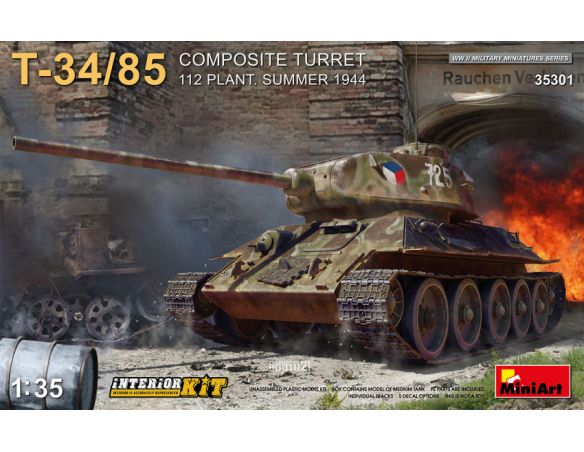 MINIART MIN35301 T-34-85 COMPOSITE TURRET 112 Plant.SUMMER 1944 INTERIOR KIT 1:35 Modellino