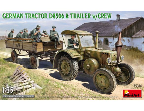 MINIART MIN35314 GERMAN TRACTOR D8506 WITH TRAILER & CREW KIT 1:35 Modellino