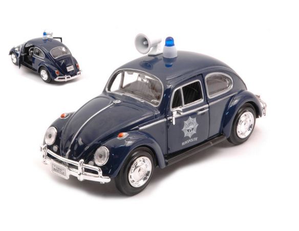 MOTORMAX MTM79589 VW BEETLE POLITIE DARK BLUE 1:24 Modellino