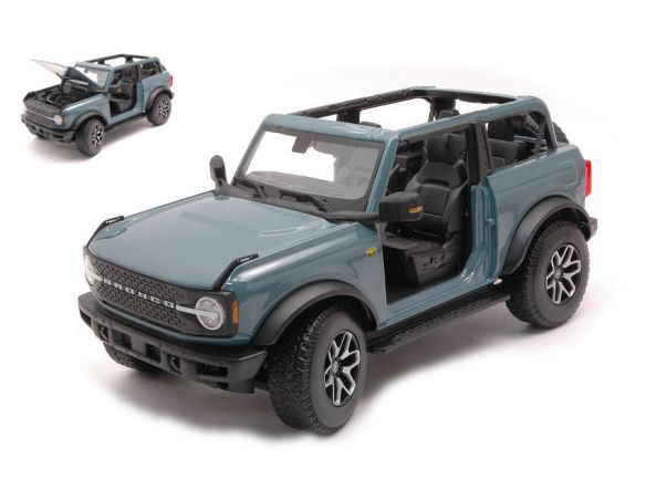 MAISTO MI31457B FORD BRONCO BADLANDS NO DOOR 2021 LIGHT BLUE 1:18 Modellino