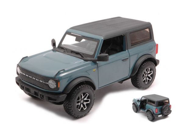 MAISTO MI31530B FORD BRONCO BADLANDS 2021 LIGHT BLUE 1:24 Modellino