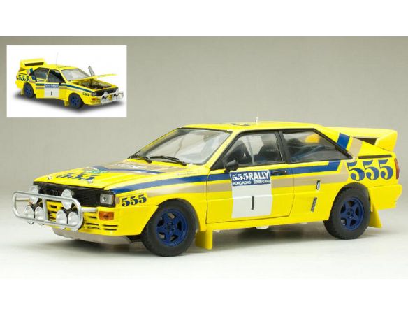 SUNSTAR SS4255 AUDI QUATTRO A2 N.1 WINNER RALLY HONG KONG 1986 BLOMQVIST-BERGLUND 1:18 Modellino