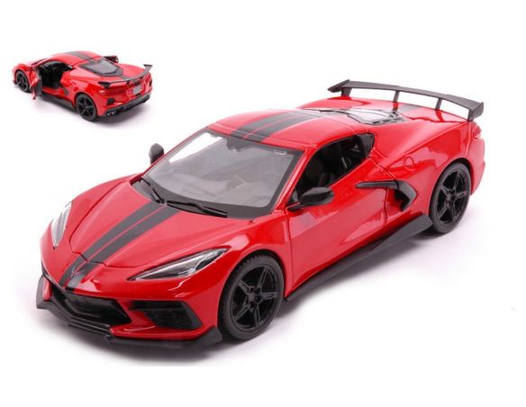 MAISTO MI31534O CHEVROLET CORVETTE STINGRAY COUPE' HIGH WING 2020 RED 1:24 Modellino