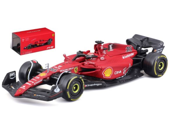 BBURAGO BU36831L FERRARI F1-75 N.16 2022 CHARLES LECLERC SIGNATURE 1:43 Modellino