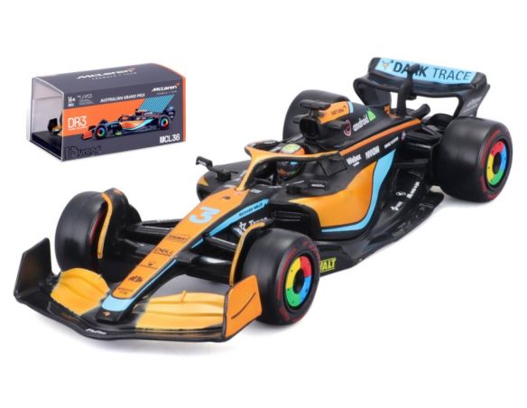 BBURAGO BU38064R MC LAREN MCL 36 N.N.3 DANIEL RICCIARDO 2022 SIGNATURE W/HELMET 1:43 Modellino