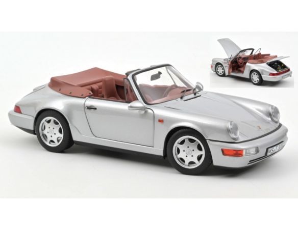 NOREV NV187330 PORSCHE 911 CARRERA 2 CABRIOLET 1990 SILVER 1:18 Modellino