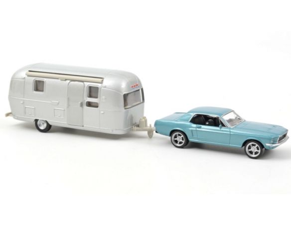 NOREV NV270582 FORD MUSTANG 1968 METALLIC BLUE AND AIRSTREAM CARAVAN 1:43 Modellino