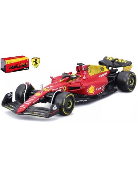 BBURAGO BU36831LM FERRARI F1-75 N.16 CHARLES LECLERC MONZA 2022 75th ANNIV.W/HELMET 1:43 Modellino