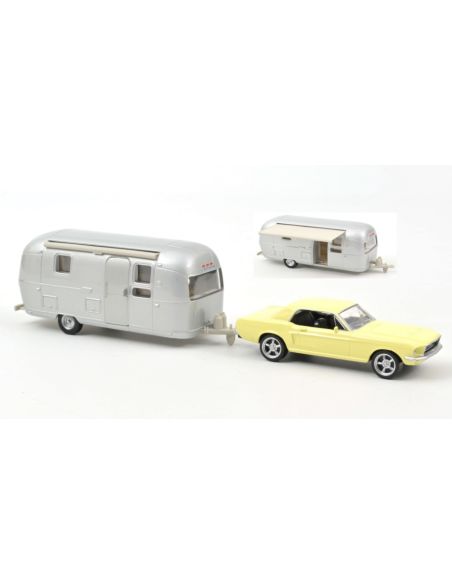 NOREV NV270581 FORD MUSTANG 1968 LIGHT YELLOW AND AIRSTREAM CARAVAN 1:43 Modellino