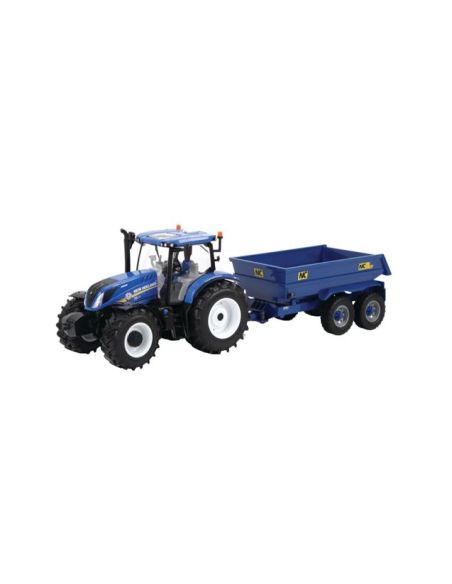 BRITAINS LC43268 NEW HOLLAND T6 + NC TILT DUMPER TRAILER SET 1:32 Modellino