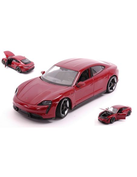 WELLY WE24107R PORSCHE TAYCAN TURBO S DARK RED 1:24 Modellino