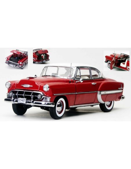 SUNSTAR SS1607 CHEVROLET BEL AIR H.TOP COUPE WITH WHITE ROOF 1953 RED  1:18 Modellino