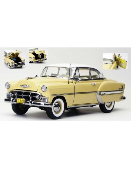 SUNSTAR SS1608 CHEVROLET BEL AIR H.TOP COUPE WITH WHITE ROOF 1953 RED/YELLOW 1:18 Modellino