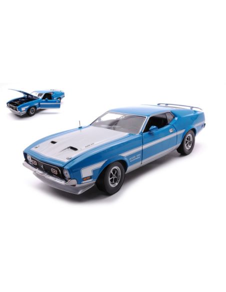 SUNSTAR SS3628 FORD MUSTANG BOSS 351 GRABBER 1971  BLUE/WHITE 1:18 Modellino