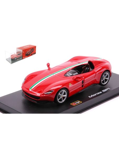 BBURAGO BU36912R FERRARI MONZA SP1 CONVERTIBLE RED/WHITE SIGNATURE 1:43 Modellino