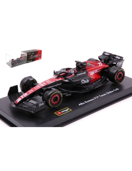 BBURAGO BU38086B ALFA ROMEO F1 C43 N.77 2023 VALTTERI BOTTAS SIGNATURE W/HELMET 1:43 Modellino