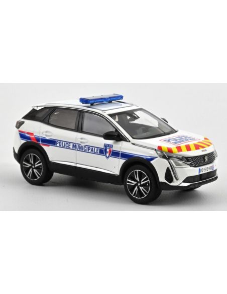 NOREV NV473949 PEUGEOT 3008 2023 POLICE MUNICIPALE WITH RED & YELLOW STRIPING 1:43 Modellino